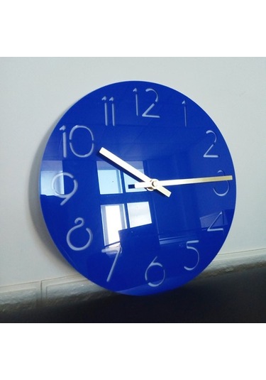 Goldenqian Akrilik Karikatür Numarası Duvar Saati Ev Dekorasyonu Sessizlik Saati, Mavi H6u5hb Mavi