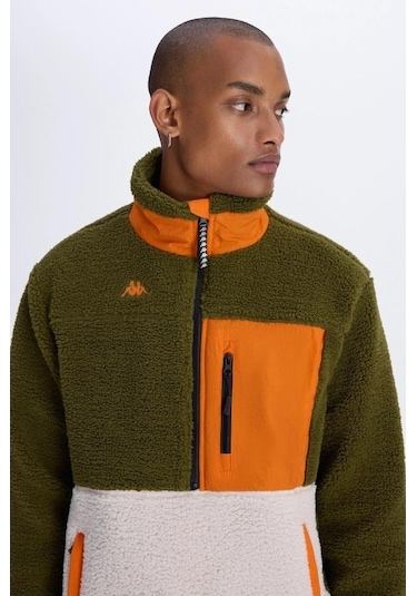 Kappa Hanoran Navy-ecru-orange Man Sherpa Jacket 371t3qw-x9f Kahve Kahverengi