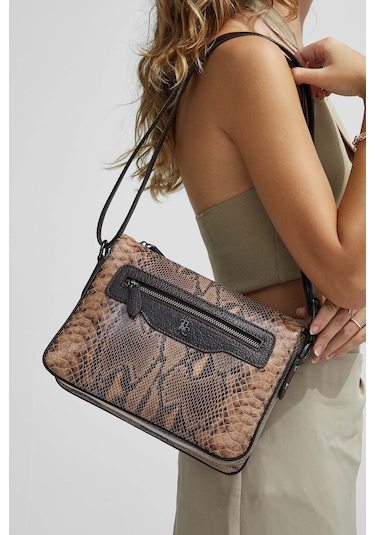 Tamer Tanca Kadın Hakiki Deri Kahverengi Omuz Çanta 898 3014 Bn Canta Sk 22/23 Kahve Yılan Kahverengi