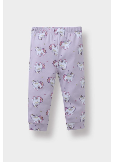 Defacto Kız Bebek Pijama Takımı Unicorn Baskılı Uzun Kollu Üst Uzun Alt F0632a525aupr306 Mor