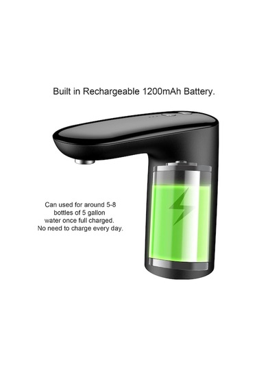 Jms Su Şişesi Pompası Taşınabilir Elektrikli Su Sebili Usb Şarj 2 Çalışma Modu 5 Galon Otomatik Siyah
