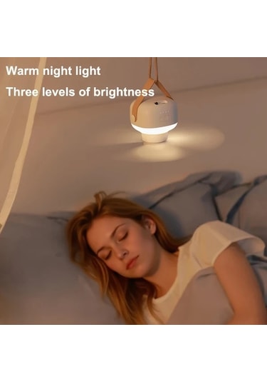 Xuweiwei Taşınabilir Kablosuz Mini Tavan Fanı Işıklı Uzaktan Kumandalı Usb Şarj Edilebilir 7200mah Pil Bej İç Dış Mekan Kamp Ev Ofis Modern Tasarım