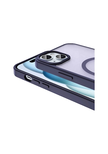iPhone Uyumlu 13 Kılıf Magsafe Şarj Özellikli Mat Arka Yüzey Redclick Sio Kapak - Lacivert