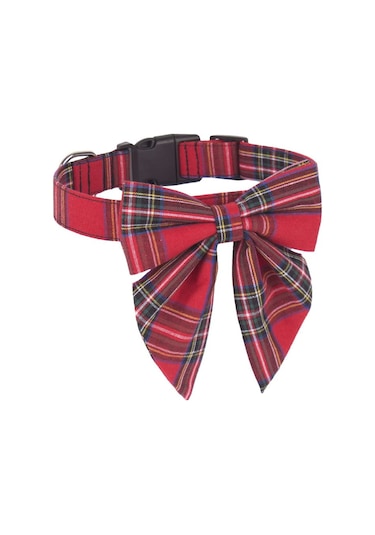 Leezsingfiyonklu Noel Köpek Tasması, Ayarlanabilir Pamuklu Kırmızı Kareli Papyon Büyük Köpekler İçin Noel Köpek Tasmaları Evcil Hayvanlar-15