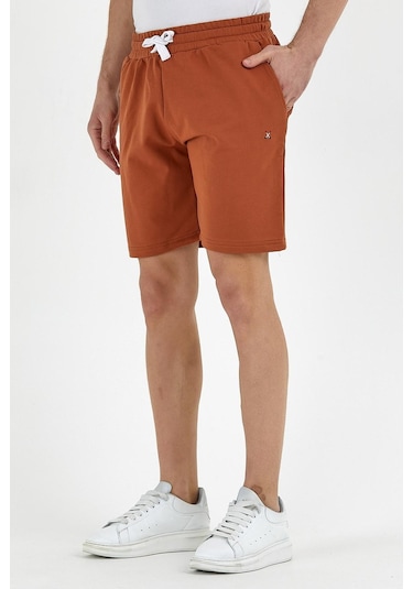 Erkek Golf Nakışlı 2 Iplik Şort Taba