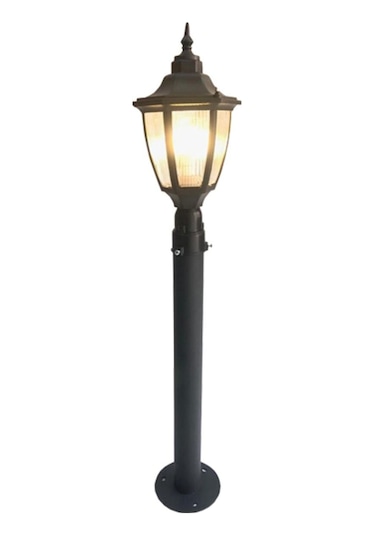 96 Cm Altıgen Direkli Bahçe Armatürü - Bahçe Lambası -siyah