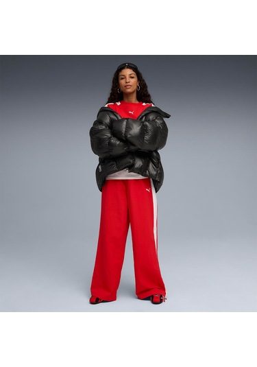 Puma T7 Over Oversized Crew Kadın Kırmızı Bisiklet Yaka Sweatshirt Kırmızı