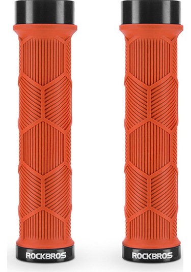 Rockbros 2023-14a Yansıtıcı Uç Tapalı 1 Çift Gidon Sapları Bisiklet Kolu Kapağı - Turuncu
