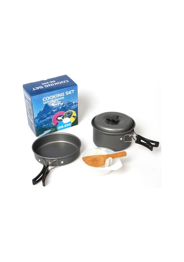 Kamp Yürüyüş Piknik Tencere Tencere + Tava + Kase Vb. Ile 1-2 Kişilik Pişirme Seti