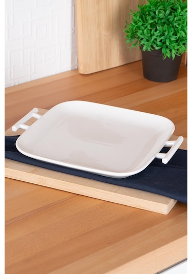 Acar Bianco Perla Dikdörtgen Kulplu Servis Tabak - 27.5 Cm