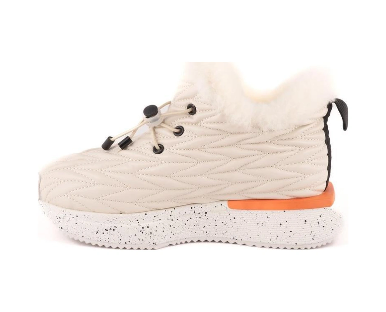 Guja 24k326 Kalın Taban Kapitoneli Kürklü Kadın Kar Botu Bej