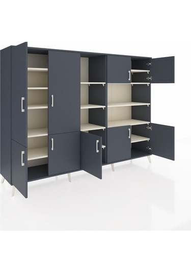 Hyperion Dolap 14 Raflı 9 Kapaklı 220x44x163 Antrasit-antrasit/ay Antrasit-antrasit/aytaşı