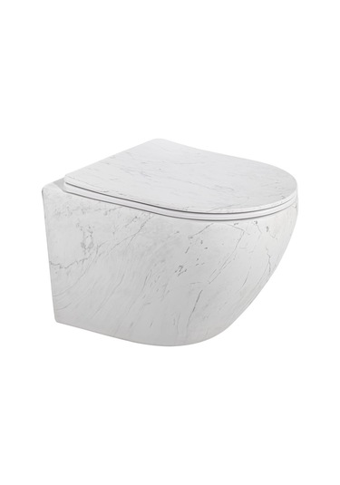 Et-w1200m8 Asma Klozet Mermer Desenli Mat Beyaz Mermer