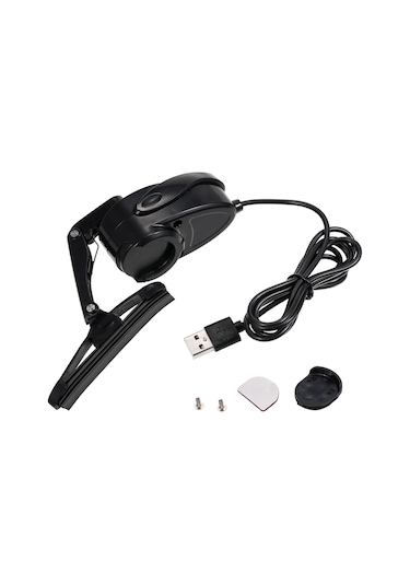 Aubyhe Motosiklet Kask Yağmur Sileci Usb 5v 2w Su Geçirmez Siyah Plastik Lastik Siyah