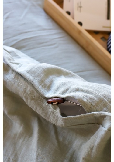 Çift Kişilik 2 Kat Müslin Nevresim Takımı, Pamuk Adaçayı Yeşili