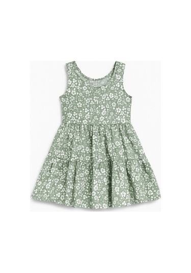 Çiçekli Kız Çocuk Elbise St09118 Yeşil