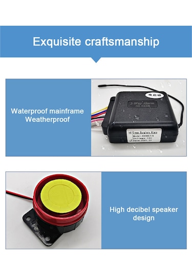 Motosiklet Hırsızlık Önleme Alarm Sistemi 2 Yönlü Kablosuz Uzaktan Motor Çalıştırma Durdurma Kilitleme/kilit Açma Kontrol Cihazı 12v Ayarlanabilir Hassasiyet 125db Korna 2 Uzaktan Kumanda