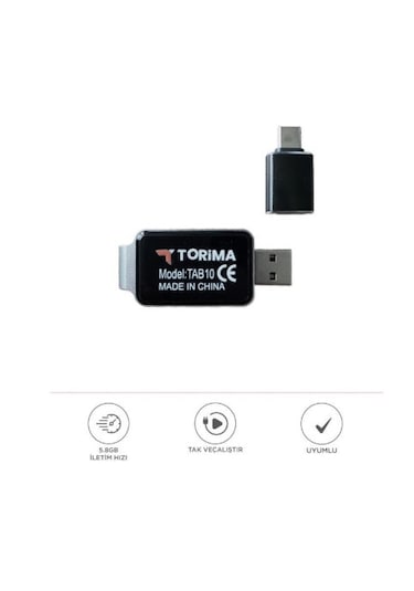 Torima TAB0 Mini 2 İn1 Kablosuz Carplay USB Ve Type-C Uyumlu Araç Multimedya Dönüştürücü Adaptörü