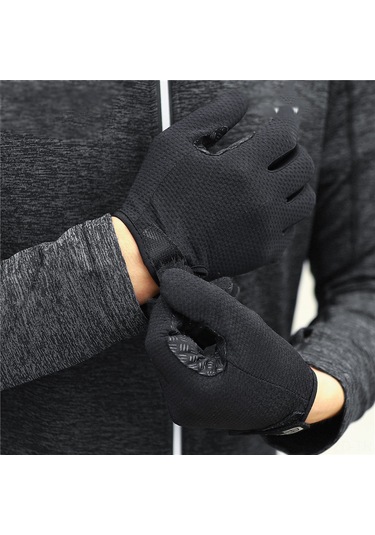 Yuntech01 Bisiklet Sürüşü İçin Tam Parmak Eldiveni - Şok Emici, Kayma Engellli Ve Dokunmatik Ekran Uyumlu - Kırmızı, M Bedeni Kırmızı