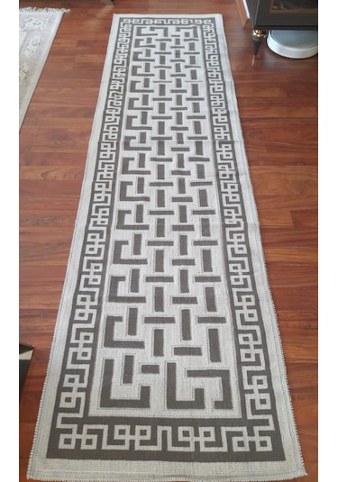 Pamuklu Bukle Lüks Kilim, Yolluk 80x300 -luma Kreme Kahve Kahve