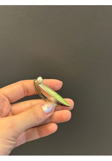 5 x 2 CM Çelik Yaprak Broş Yaka İğnesi Giyim Aksesuarı Altın