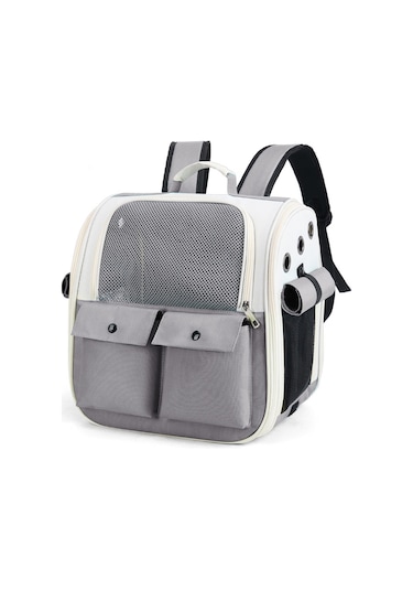 Cbtx Nefes Alabilen Kare Kedi Sırt Çantası Katlanabilir Açık Hava Taşınabilir Evcil Hayvan Çantası Model 4 Gri