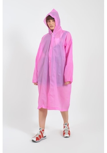 Unisex Pembe Eva Kumaş Su Rüzgar Geçirmez Yağmurluk Pembe