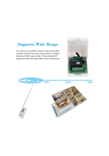Konesam 12v Dc 2 Kanal 500m Uzakdan Kumanda Kontrol Cihazı, 433mhz Öğrenme Kodu, 10a Akım, 1 Adet Kumanda Pil Dahil Değil - Ak-rk02s-12b