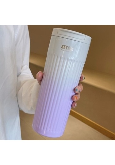 Didadodo 500 Ml Moda Paslanmaz Çelik Kahve Kupası Renk Değiştiren Tasarım Araba Termos Kupa Mor Mor