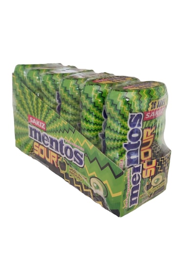 Mentos Sour Yeşil Elma Aromalı Draje Sakız 6 x 56 G
