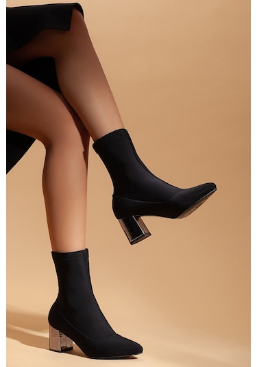 D651 Kadın Streç Su Geçirmez Garantili Bot Siyah.süet