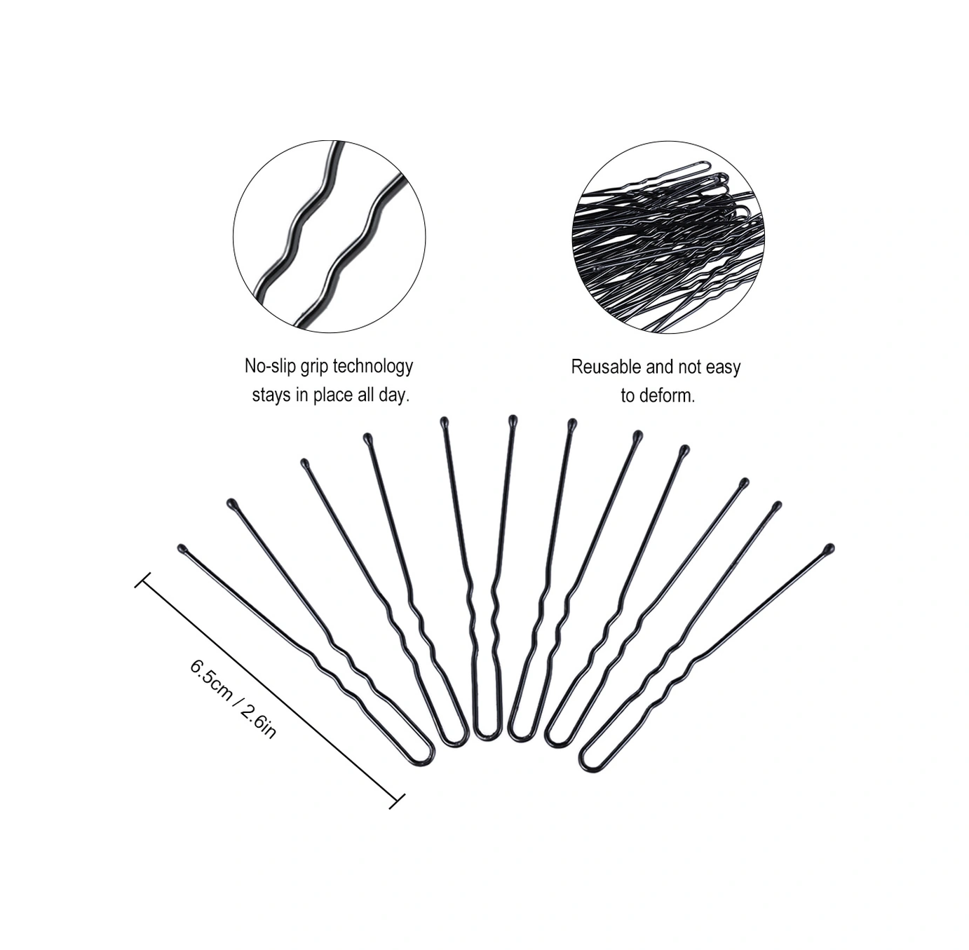Dofolink 300 Adet Siyah Büyük Boy Çelik U Şekilli Saç Klipsi - Saç Tutucu, Saç Stili Ve Banglar İçin Dayanıklı, Kaymaz Tasarım Çok Renkli