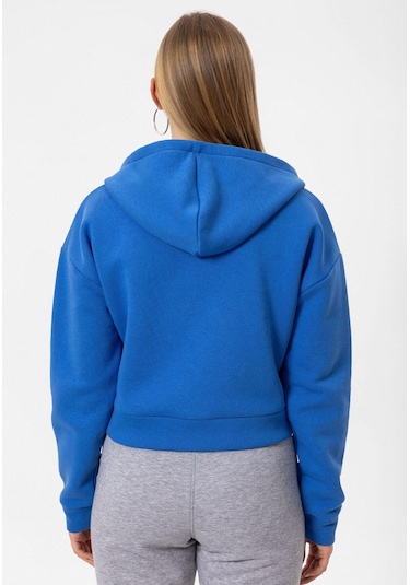 Jonas Kadın Crop Fit Kapüşonlu Sweatshirt Mavi