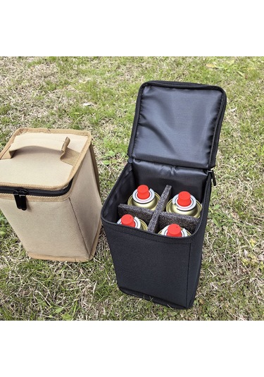 Yifomall Büyük Boy Kahverengi Kalın Oxford Kumaş Kamp Çanta - Gaz Tankı, Şarap Bardağı, Lambalar İçin Taşınabilir Saklama Çantası Kahverengi