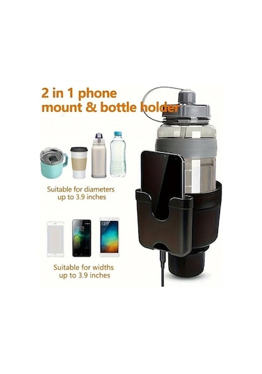Chuangyinshop Black Araba Bardak Tutucu Genişletme Adaptörü Telefon Tutucu Çoğu 32 40oz Şişe Büyük Muglar İçin