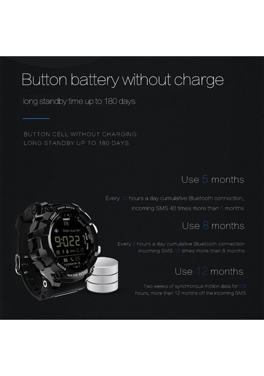 Lokmat Mk16 Akıllı Saat Askeri Ordu Dayanıklı Erkek Kadın Saat 12 Ay Pil Ömrü Ip67 / 5atm Su Geçirmez El Parlak Spor Bt Akıllı Saat Adım Sayar Aktivite Fitness Takip Cihazı Uzaktan Kamera Alarm