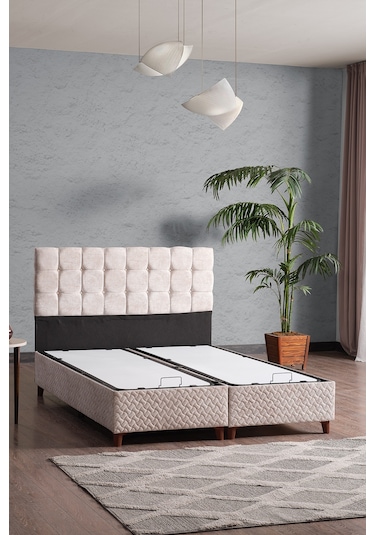 Bengü Çift Kişilik Baza Başlık Set Krem 150 200