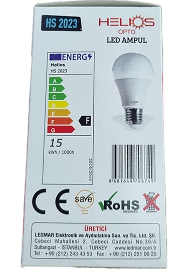 Led Ampul Ip 20e2715 W 6500k Beyaz Işık Led Ampul Tekli Beyaz Işık E27 Led Ampul 15 Watt Yok A'dan G