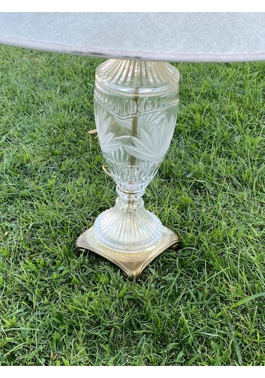 Kristal Desenli Cam Antika Abajur 75 CM