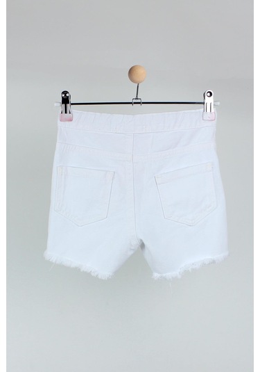 Cichlid Kız Çocuk Kot Şort Beyaz