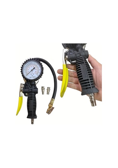 Xuweiwei Analog Ekranlı Yüksek Hassasiyetli Dijital Lastik Basınç Göstergesi Sarı Tutma Ölçeği Dayanıklı İzole Edilmiş Çoklu Adaptörler İçerir