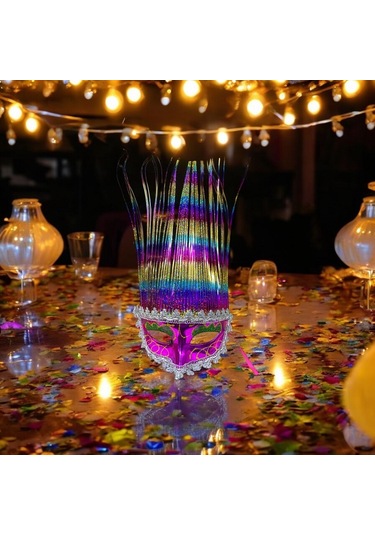 Yılbaşı Parti Maskesi Balo Maskesi Kına Gecesi Maskesi Doğum Günü Maskesi Kutlama Maskesi Renkli Gün Işığı