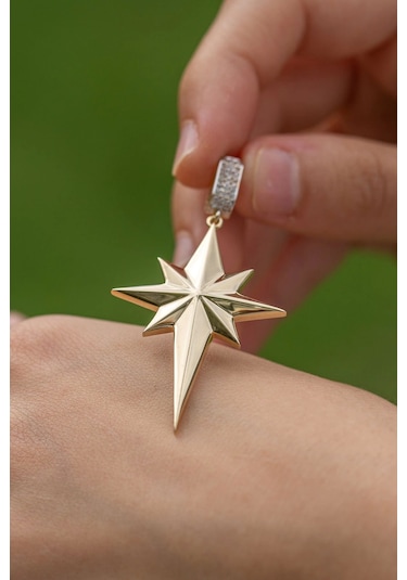 14 Ayar Kuzey Yıldızı Altın Kolye Ucu