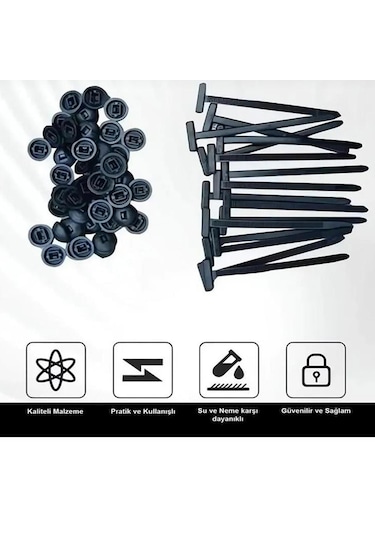 Ars Yeni Nesil Mucize Cırt Klips 200 Pcs 100 Set 1 Paket 100 SİYAH