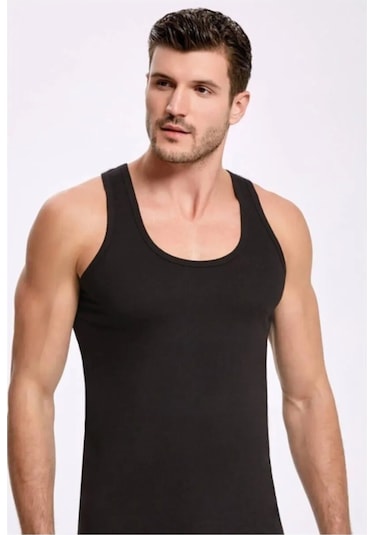 6'lı Paket Pamuklu Erkek Askılı Atlet Siyah