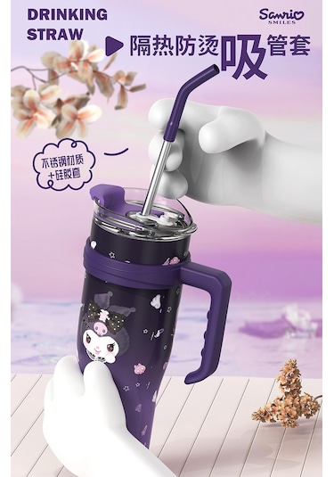 Big Mac Yalıtımlı Bardak Büyük Kapasiteli Su Bardağı 1200 Ml Mor