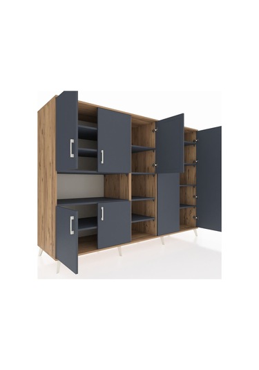 Kronos Dolap 13 Raflı 7 Kapaklı 220x59x163 Çam-antrasit Çam-antrasit