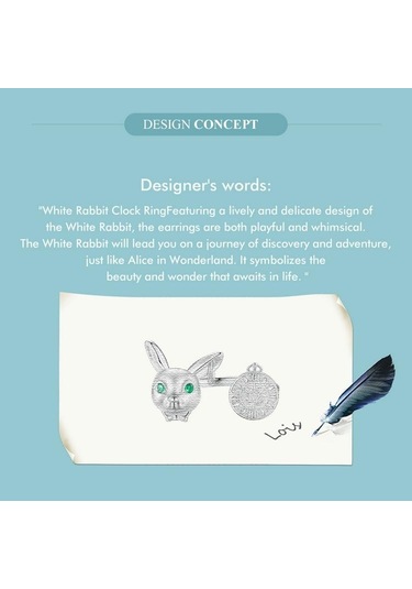 Wostu 925 Ayar Gümüş Beyaz Tavşan Saat Halkası Açık Yüzükler Kız Doğum Günü Partisi Hediye