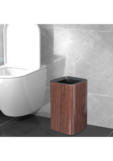 Suntek Çöp Kutusu Kutusu, Paslanmaz Kovası, Hafif Modern Kırmızı Ahşap Rengi Kırmızı