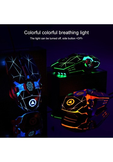 Yındıao 3200dpı 4 Modlu Ayarlanabilir 7 Tuşlu Rgb Işık Kablolu Oyun Mekanik Fare, Stil: Sessiz Sürüm Siyah Diğer